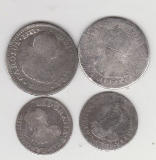 Mexico Set Of 4 Silver Coins 2 1 Real And 2 1/2 Real 1777 1802 1778 1793