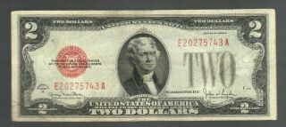 $2 1928 Two Dollar Usa Legal Tender Note Red Seal Bill Old Currency Money Deuce