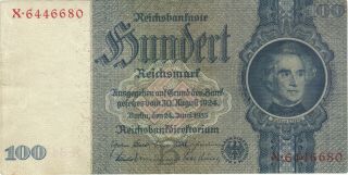 1935 100 Reichsmark Nazi Germany Currency Banknote Note Money Bill Swastika Wwii