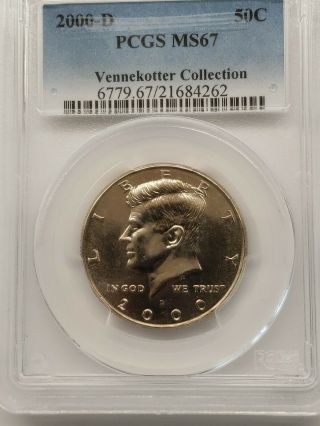 2000 - D Kennedy Half Dollar (50c Coin) - Pcgs Ms67 - Rare In Ms67 - $225 Value