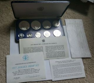 1977 Silver Jamaica Coinage 9 Coin Proof Set - Franklin