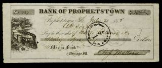 Obsolete Bank Check Bank Prophetstown 1858 Train Locomotive Illustration