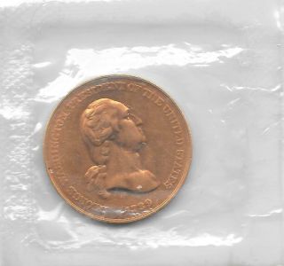 Old Exonumia Token: Bronze 1789 President George Washington Peace Medal 1.  3 " Nip