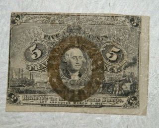 1863 5c Fractional Currency Fr1232 2nd Issue 5 Cents Postage Stamp Money Fr 1232