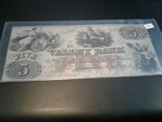 $5 The Valley Bank Of Maryland 1856 Hagerstown,  Md