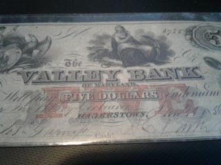 $5 The Valley Bank of Maryland 1856 Hagerstown,  MD 4