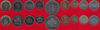 Jamaica Set Of 9 Coins: 1 Cent - 20 Dollars 1987 - 2006 Unc