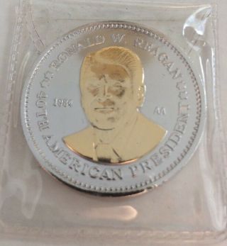 84 Ronald Reagan 40th Us President Double Eagle Token Coin Silver Gold