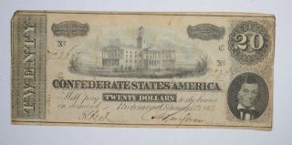 Civil War 1864 $20.  00 Confederate States Horse Blanket Note 678
