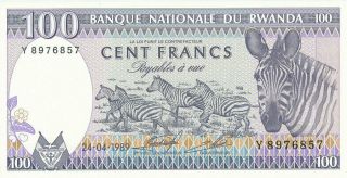Banque Nationale Du Rwanda Rwanda 100 Francs 1989 Gem U