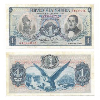 Colombia Note 1 Peso Oro 1959 P 404a Unc