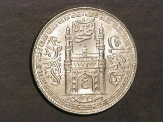 India - Hyderabad Ah1337/yr8 1 Rupee Silver Bu