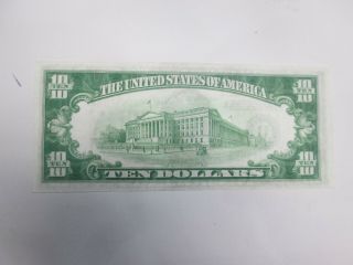 1934 US $10 FEDERAL RESERVE NOTE LIGHT GREEN SEAL - UNCIRCULATED 2