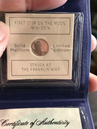 First Man On The Moon Solid Platinum Mini Coin,  Franklin W/ Case &