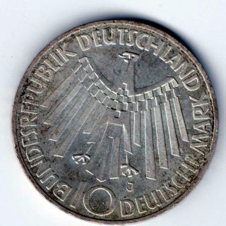1972 - J Silver 10 Mark Munich Olympics Commemorative