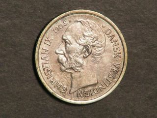 Danish West Indies 1905 10 Cents Silver Xf - Au