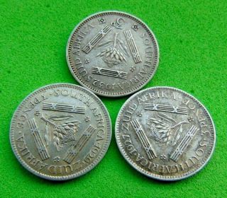 3 1927/9/32 Silver 3d`s From South Africa.  Lucido_8 Coins