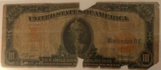 1907 $10 Dollar Gold Coin Certificate Large Size Rare Gold Seal Act Of 1882