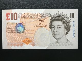 Gb Bank Of England 1999 £10 Ten Pounds Banknote Unc S/n El38 132245