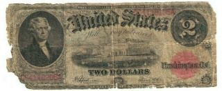 1917 Us $2 Two Dollar Large Size Red Seal Speelman White Currency Note H64118205