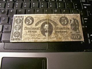 1861 $5 Dollar Bill Confederate States Currency Civil War Note Paper Money Fake