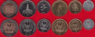 Rwanda Set Of 6 Coins: 1 - 100 Francs 2003 - 2011 Xf - Unc