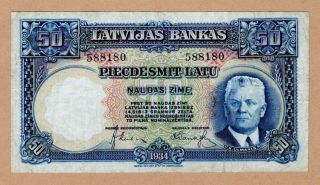1934 - Latvia - 50 Latu (p - 20) - Vf - Cv:$50