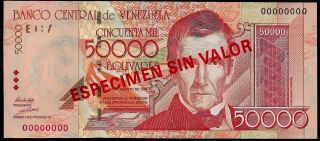 Venezuela - 50000 Bolivares - 1998 - Specimen In Red - Gem Unc - Vargas