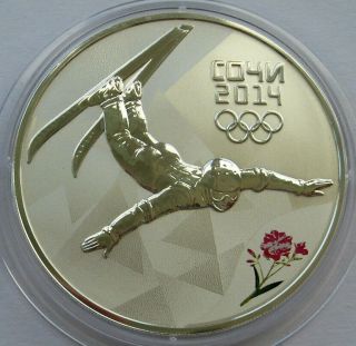 Russia Silver 3 Roubles 2014 Sochi Olympics Freestyle Skiing Proof Coin