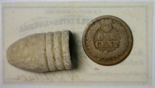 1861 Civil War CONFEDERATE $4 CSA Int.  Note,  CW BULLET,  1865 Indian Cent Coin NR 2