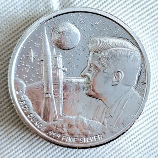 The Apollo 11 Moon Landing High Relief 2 Oz Silver Round