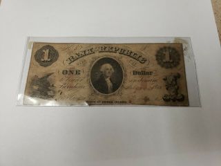 1855 RI $1 Bank Of The Republic Note 2