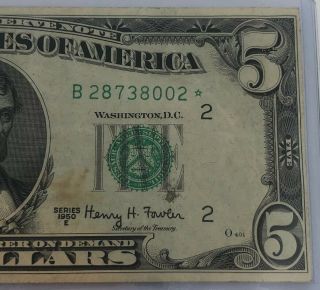 1950 E $5 Dollar Star Note - Mis - Cut - Error 4