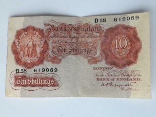 Great Britain Uk England Banknote 10 Shillings