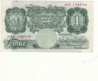Old Uk Great Britain England Banknote 1 Pound