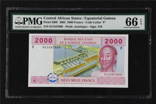 2002 Central African States 2000 Francs Pick 508f Pmg 66 Epq Gem Unc