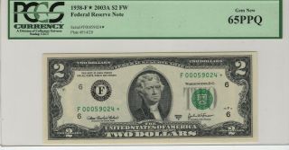 2003 A $2 Federal Reserve Star Note Atlanta Fr.  1938 - F Pcgs C Cu 65 Ppq