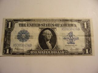 Silver Certificate Series Of 1923 One Silver Dollar Lg Bill Serial X50858434b