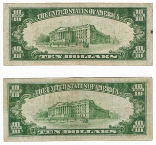H - 1934 A $10 FRN ST.  LOUIS,  B - 1934 A $10 YORK LIME GREEN SEAL 2