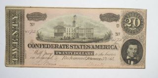Civil War 1864 $20.  00 Confederate States Horse Blanket Note 738