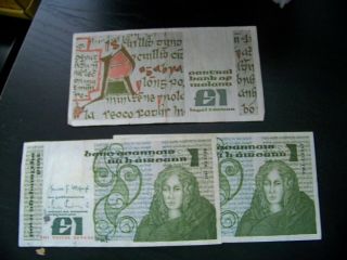 3 Bank Of Ireland Pound Notes In Cirulated