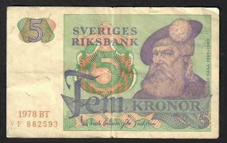 5 Kronor From Sweden 1978