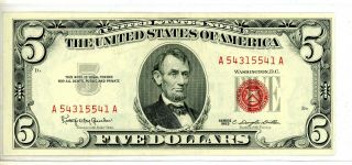 Series 1963 Five Dollar $5 Bill Red 541 A