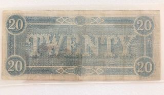 1864 $20 Confederate States of America Note,  Civil War Currency 2