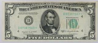1950c Usa $5 Five Dollar Star Note Bill Cleveland Ohio