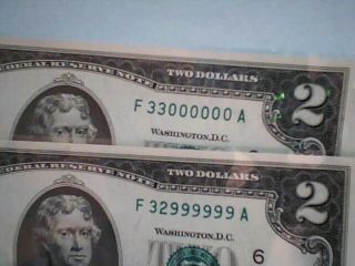 Two Consecutive ;6 Of Kind Together & One With 2 Numbers $2 Uncirculated 2013