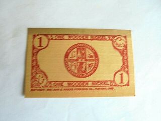 Cool Vintage 1950 Butler County Pa Sesquicentennial Souvenir Wooden Dollar