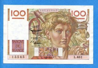 1952 France 100 Francs,  Note,  Crisp (2026)