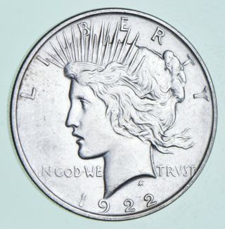 Early - 1922 - D - Peace Silver Dollar - 90 Us Coin 005