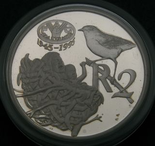South Africa 2 Rand 1995 Proof - Silver - 50th.  Anniversay F.  A.  O.  - 556